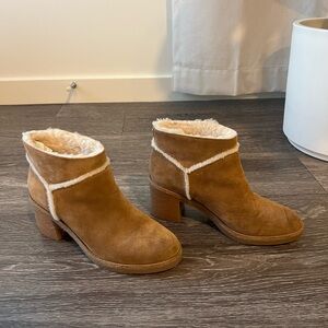 UGG Tan Heeled Boots with Shearling